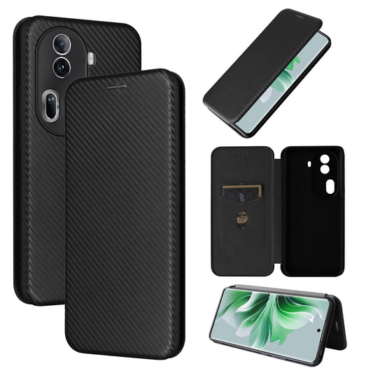 Carbon Fiber Flip Case for OPPO Reno11 Pro 5G, Black