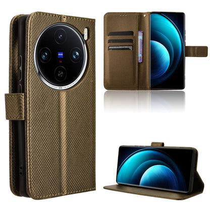 Wallet Case with Credit Card Holder PU Leather Flip Folio Phone Cover for VIVO X100, Bronzed