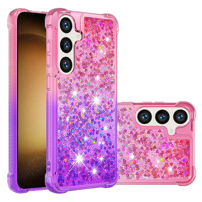 Samsung Galaxy S24 Gradient Quicksand Series Bling Liquid TPU Case, Pink&Purple