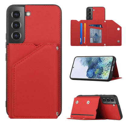 PU Leather Flip Shockproof Protective Cover for Samsung Galaxy S23, Red