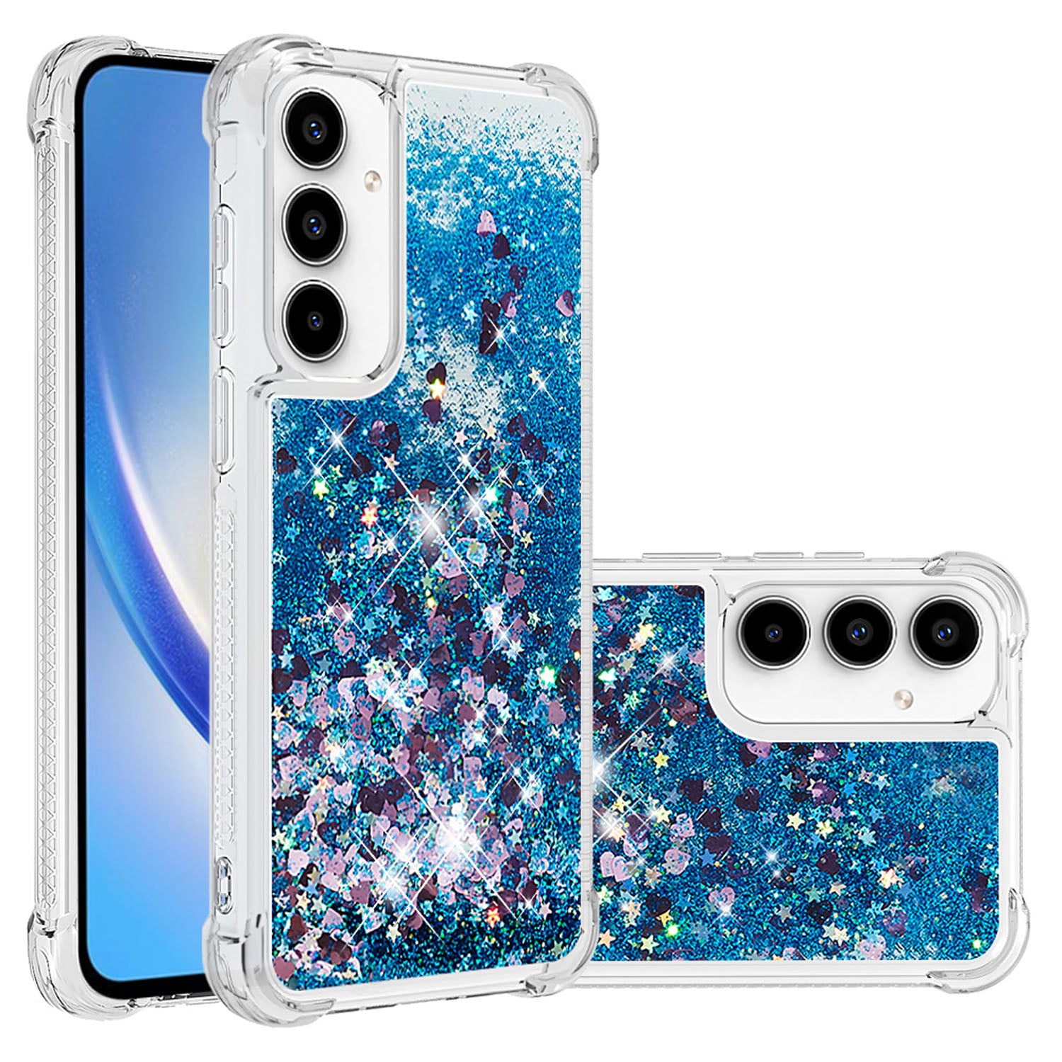 Liquid Flowing Case Anti Fall Proof Soft TPU Bumper Cover for Samsung Galaxy A55 5G, Blue Love