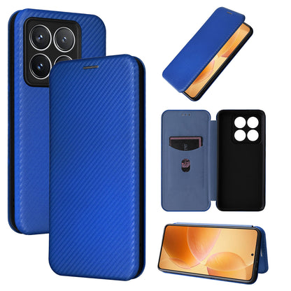 Carbon Fiber Flip Case for Xiaomi 14T Pro, Blue