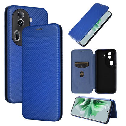 Carbon Fiber Flip Case for OPPO Reno11 Pro 5G, Blue