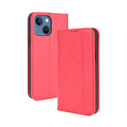 iPhone 14 Plus Flip Folio Case with Card Holder Hidden Magnetic, Red