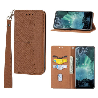 Wallet Case with Wrist Strap Magnetic Closure Flip Case for iPhone 13, Brown