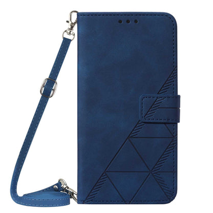 Samsung Galaxy A34 5G Business Flip Phone Case with Adjustable Cross Shoulder Strap, Blue