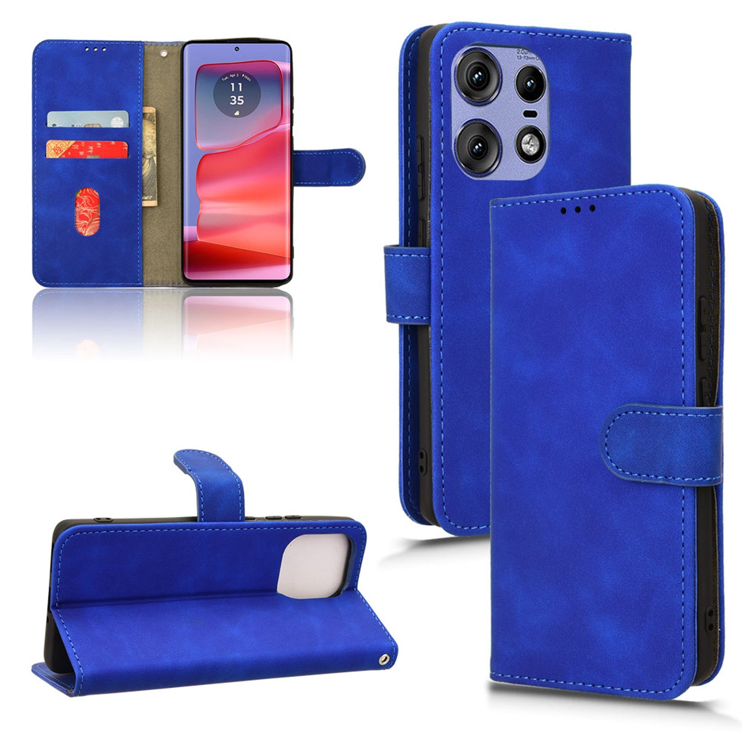 Wallet Case with Card Holder Flip Magnetic Protective Cover for Motorola Edge 50 Pro, Blue