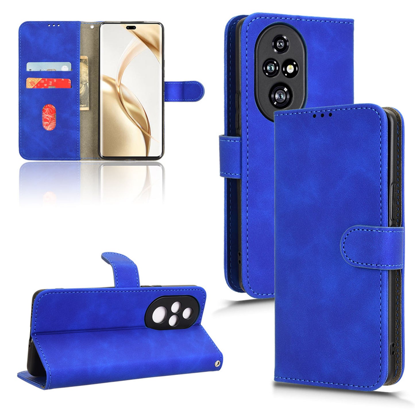 Wallet Case with Card Holder Flip Magnetic Protective Cover for Honor 200 Pro, Blue