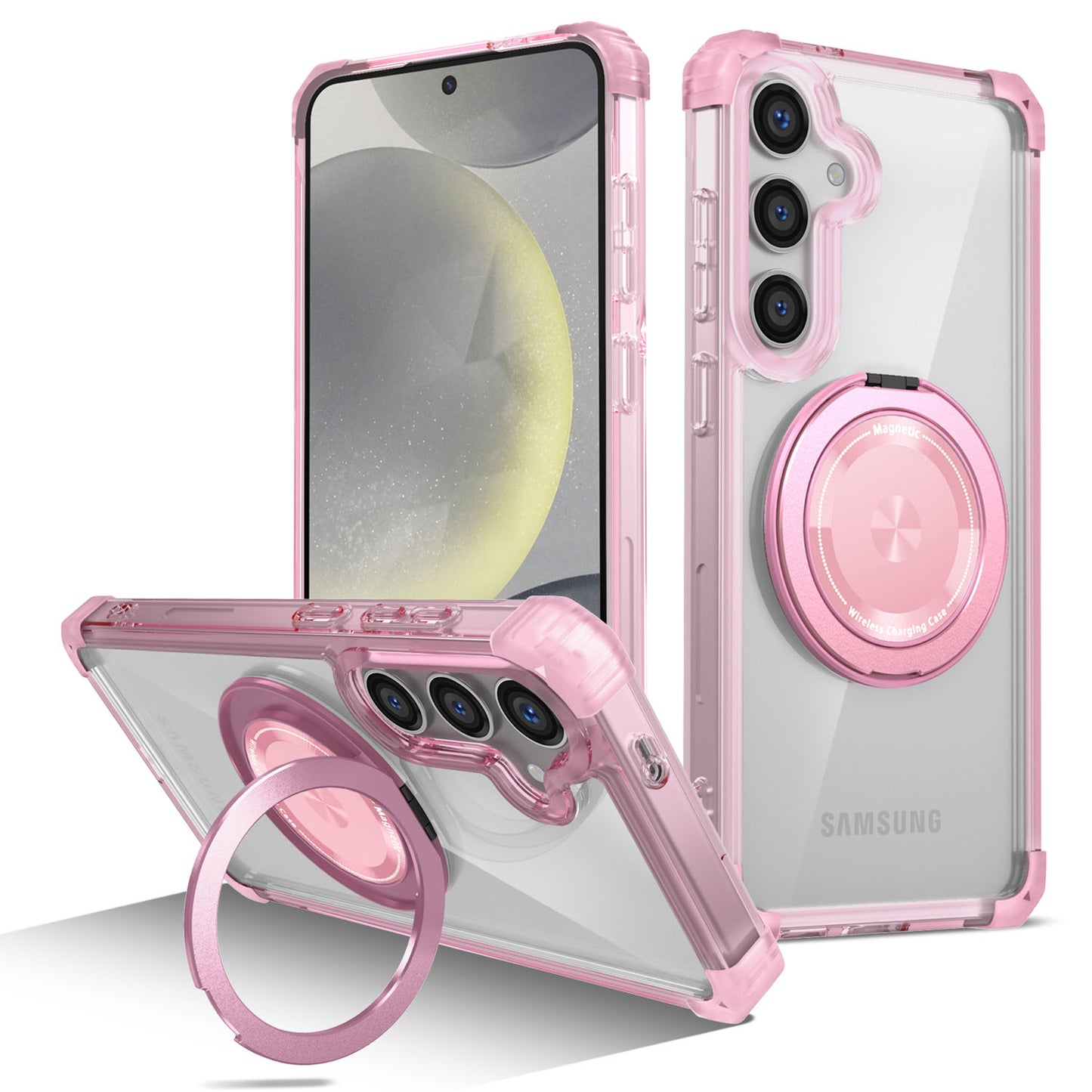 Samsung Galaxy S24+ Case, Built in 360¡ã Magnetic Stand, Compatible with Magsafe, Pink