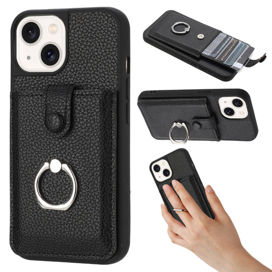 for iPhone 14 Wallet Case with Card Holder, Black