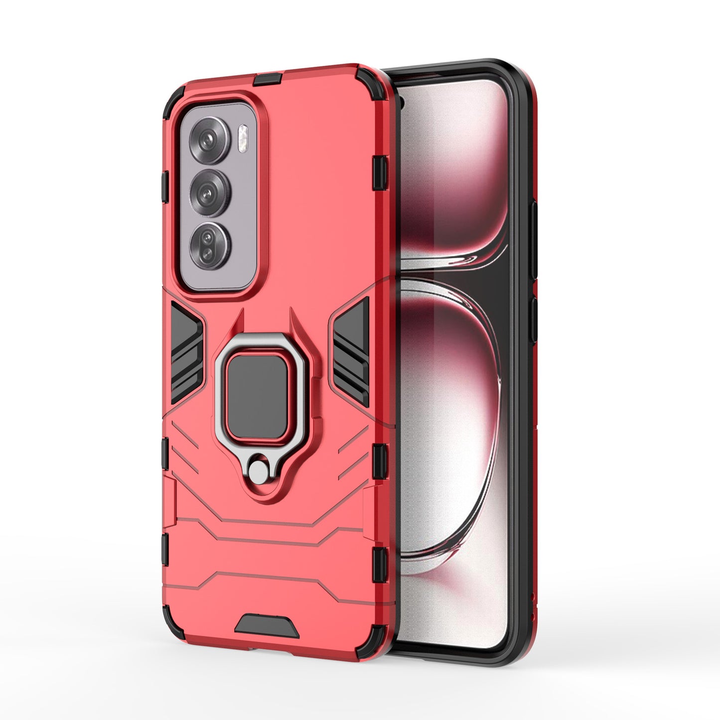 Support Magnetic Car Mounts Stylish Dual Layer Hard PC Back Case for OPPO Reno12 Pro 5G