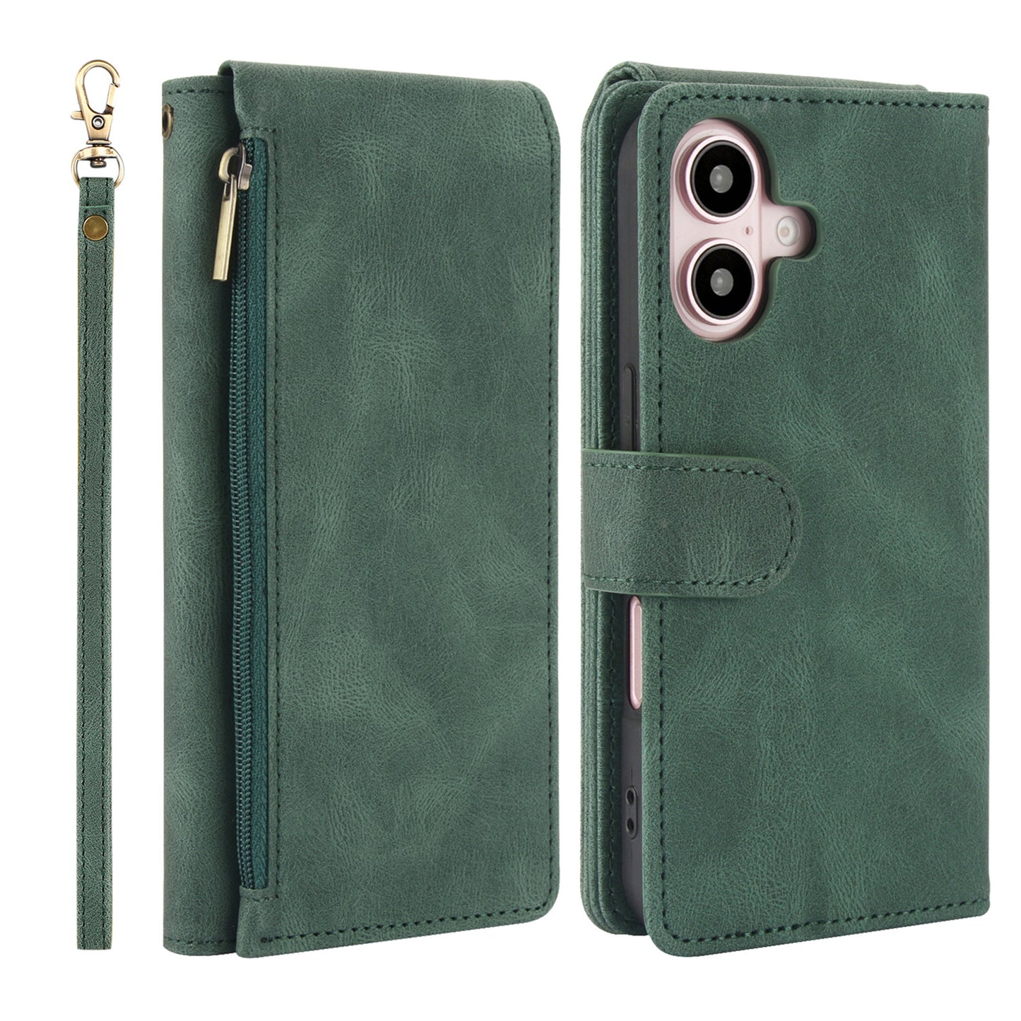 Zipper Wallet Case for iPhone 16 Plus