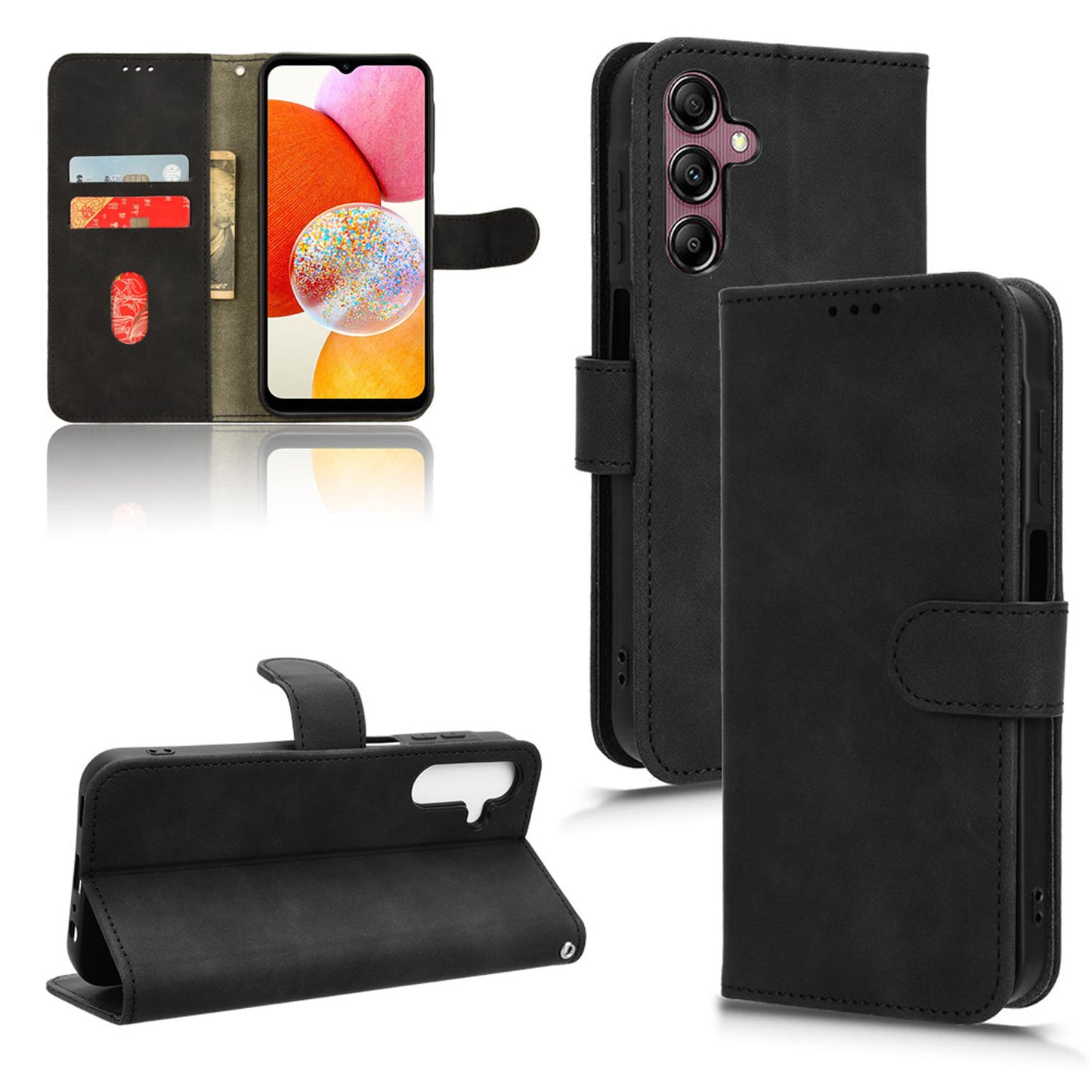 Wallet Case with Card Holder Flip Magnetic Protective Cover for Samsung Galaxy A15 5G, Black