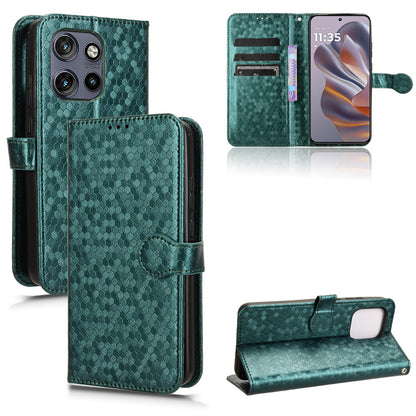 Slim Flip Polka-Dots Phone Case with Card Holder for Motorola Edge 50 Neo, Green