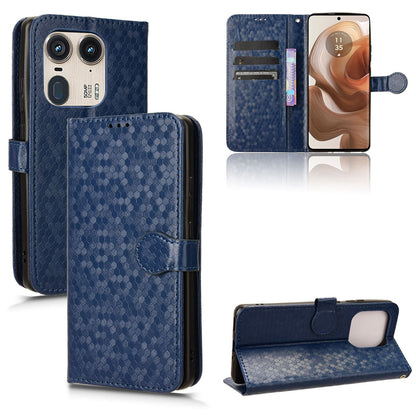 Slim Flip Polka-Dots Phone Case with Card Holder for Motorola Edge 50 Ultra, Blue