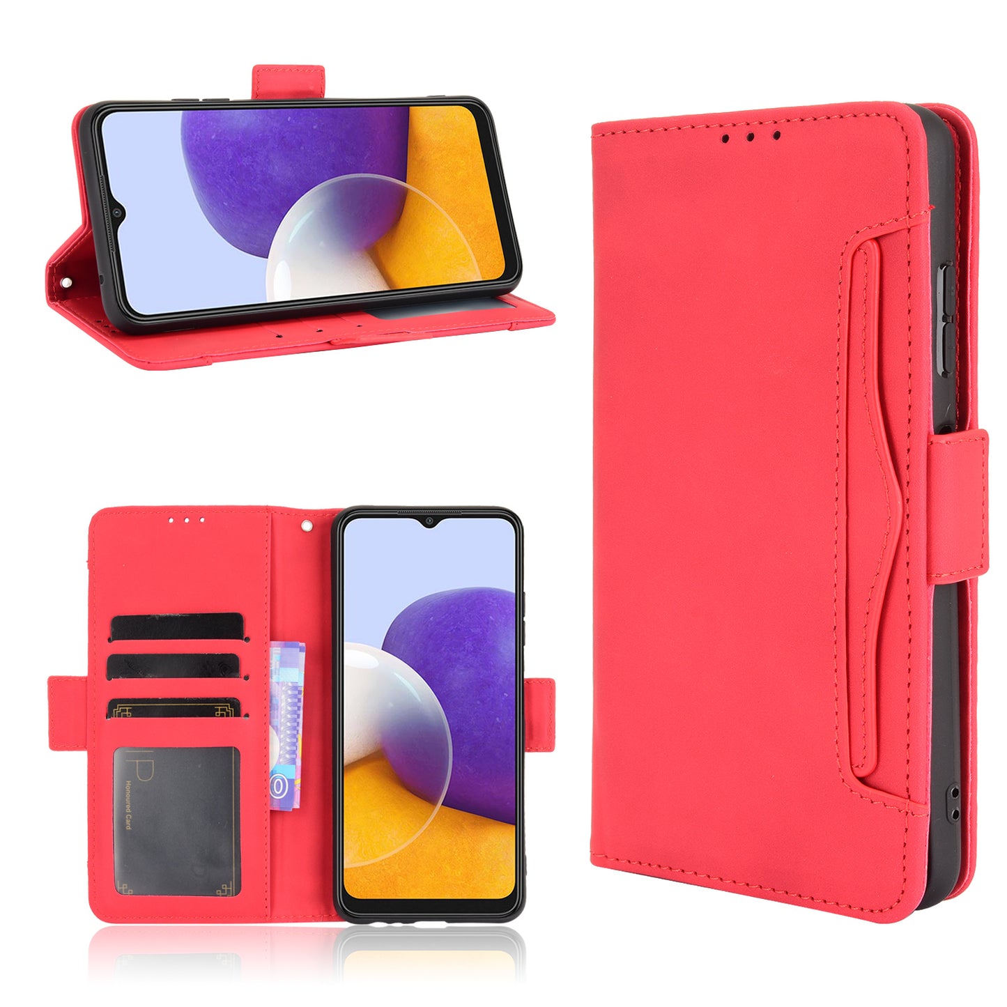 Wallet Case for iPhone 13 Mini with Removable Card Slot, Red