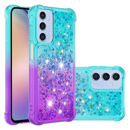 Samsung Galaxy A16 5G Gradient Quicksand Series Bling Liquid TPU Case, Pink&Blue