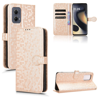 Slim Flip Polka-Dots Phone Case with Card Holder for Motorola Edge (2024), Rose Gold