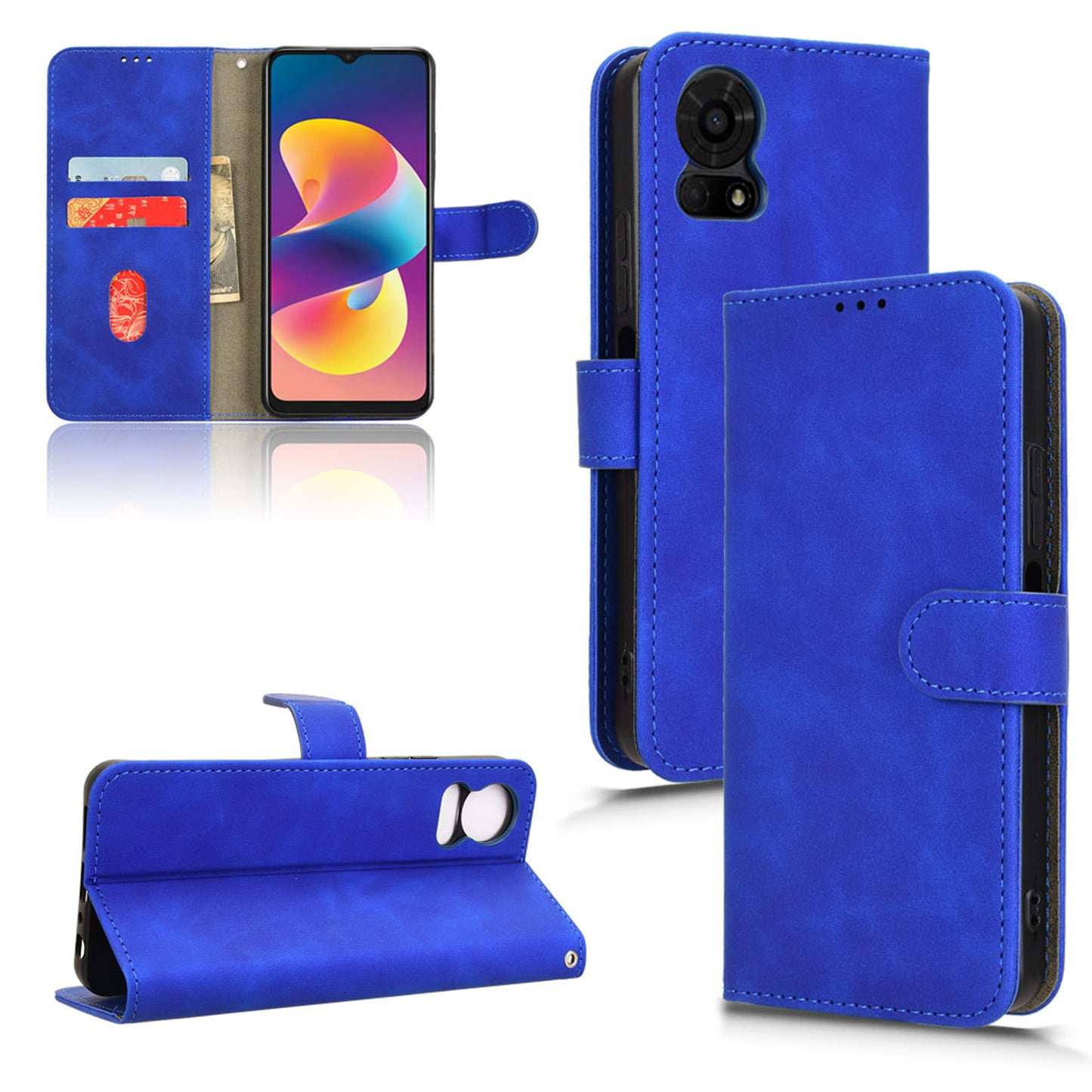 Wallet Case with Card Holder Flip Magnetic Protective Cover for TCL 50 LE, Blue