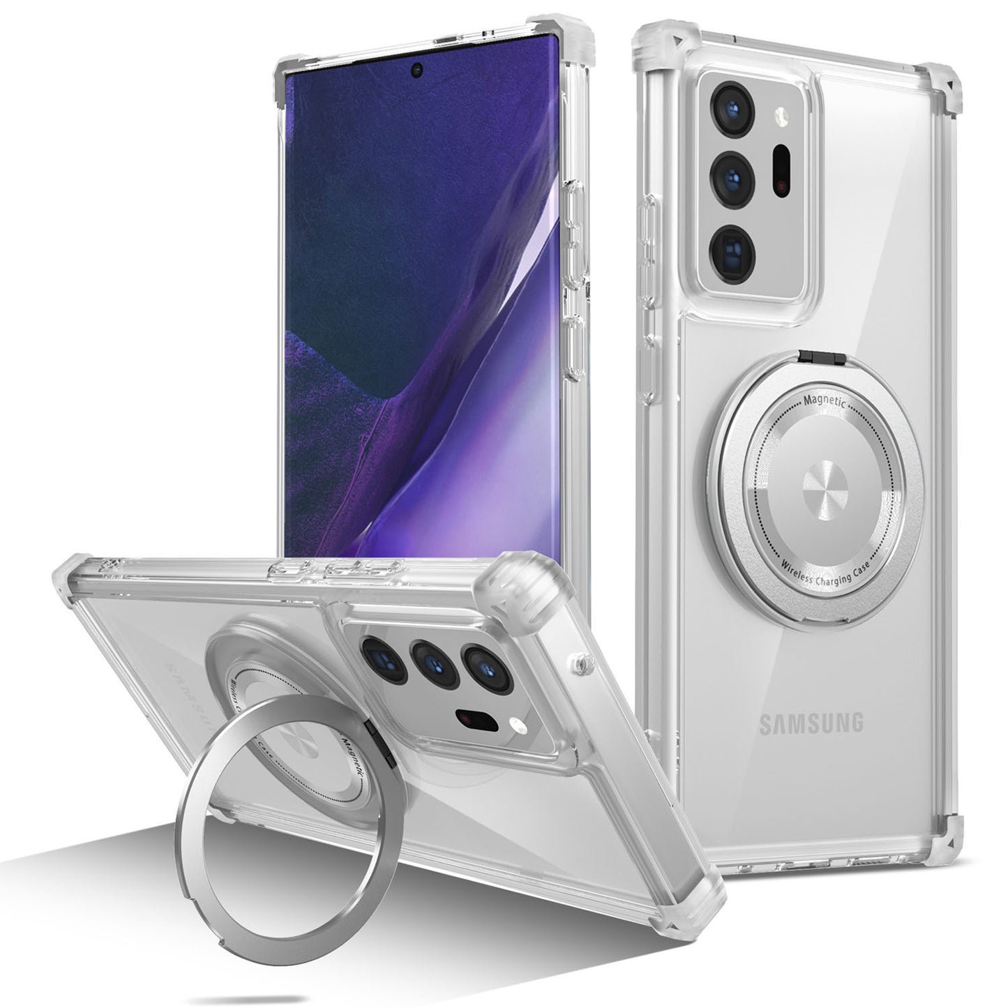 Samsung Galaxy Note20 Ultra 5G Case, Built in 360¡ã Magnetic Stand, Compatible with Magsafe, Clear