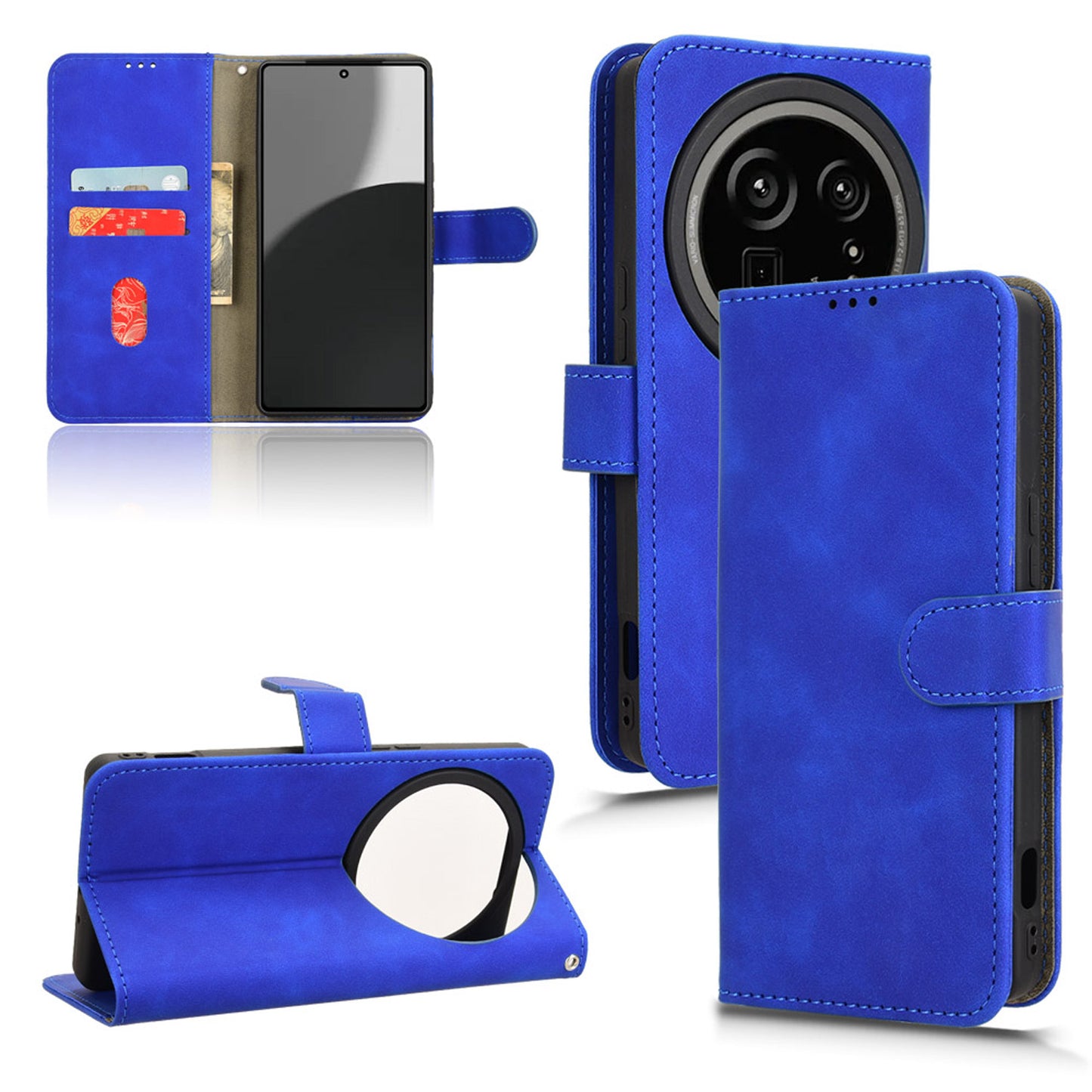 Wallet Case with Card Holder Flip Magnetic Protective Cover for Sharp AQUOS R9 Pro, Blue