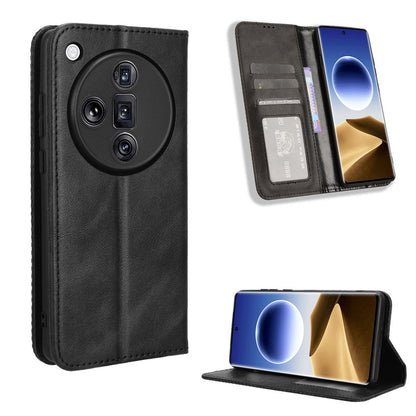 OPPO Find X7 Ultra Flip Folio Case with Card Holder Hidden Magnetic, Brown