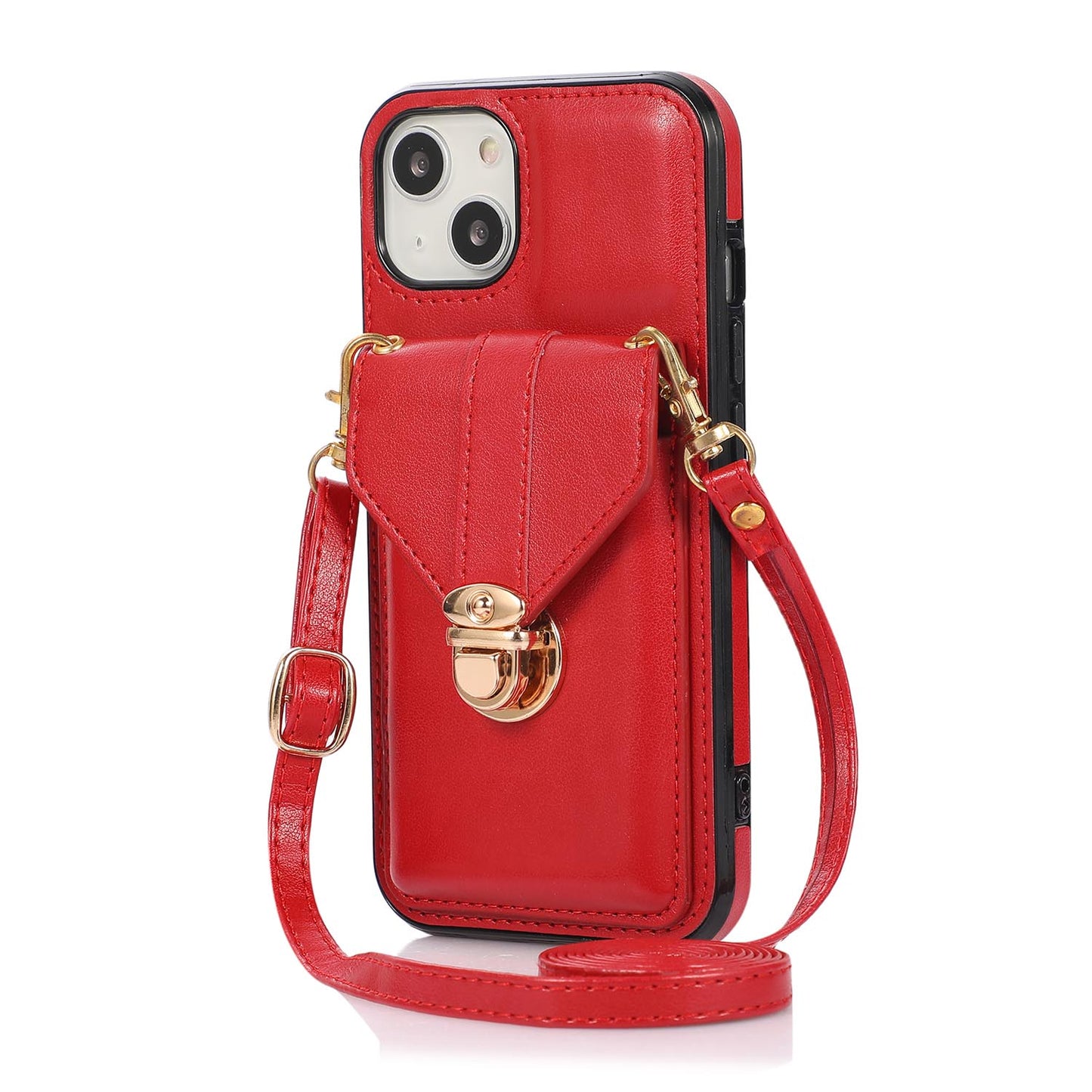 Crossbody Wallet Case with Wrist Strap Shoulder Protective Cover for iPhone 15 Plus