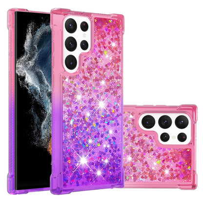 Samsung Galaxy S23 Ultra Gradient Quicksand Series Bling Liquid TPU Case, Pink&Purple