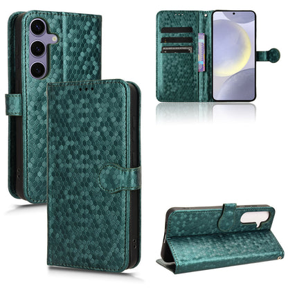 Slim Flip Polka-Dots Phone Case with Card Holder for Samsung Galaxy S24+, Green