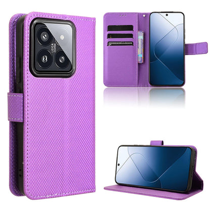 Wallet Case with Credit Card Holder PU Leather Flip Folio Phone Cover for Xiaomi 14, Purple