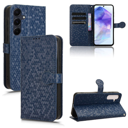 Slim Flip Polka-Dots Phone Case with Card Holder for Samsung Galaxy A55 5G, Blue