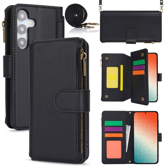 for Samsung Galaxy S24+ Wallet Case with RFID Blocking, Black