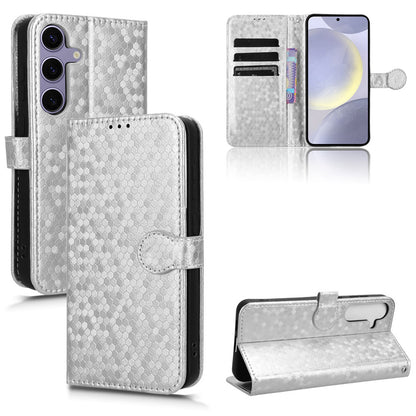 Slim Flip Polka-Dots Phone Case with Card Holder for Samsung Galaxy S24 FE, Silver