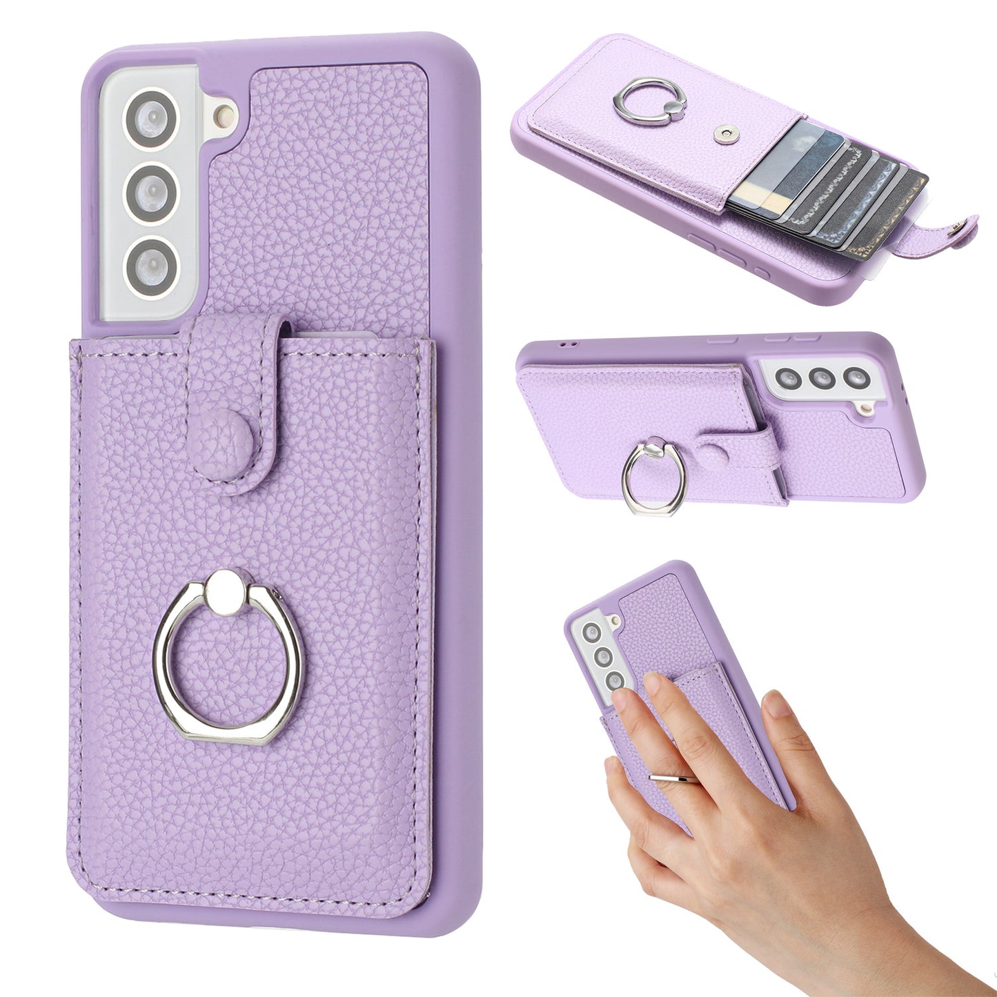 for Samsung Galaxy S21+ 5G Wallet Case with Card Holder, Purple