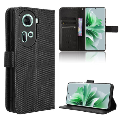 Wallet Case with Credit Card Holder PU Leather Flip Folio Phone Cover for OPPO Reno11 5G, Black