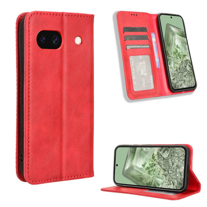 Google Pixel 8A Flip Folio Case with Card Holder Hidden Magnetic, Red