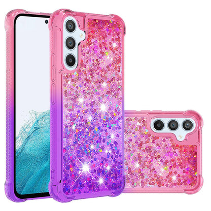 Samsung Galaxy A54 5G Gradient Quicksand Series Bling Liquid TPU Case, Pink&Purple