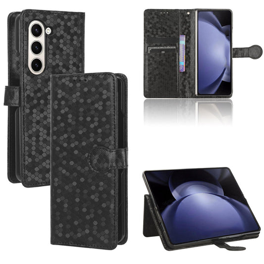 Slim Flip Polka-Dots Phone Case with Card Holder for Samsung Galaxy Z Fold6, Black