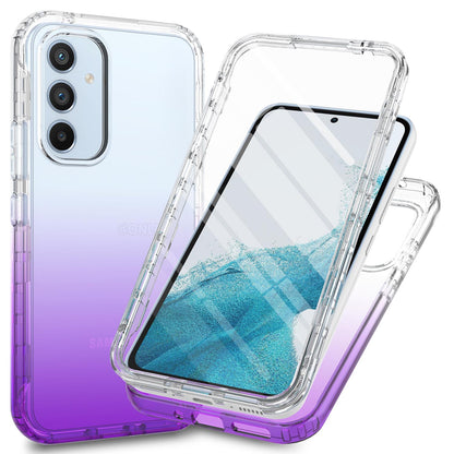 Gradient Clear Shockproof Full Body Case with Built-in Screen Protector Cover for Samsung Galaxy A34 5G, HALF-PURPLE