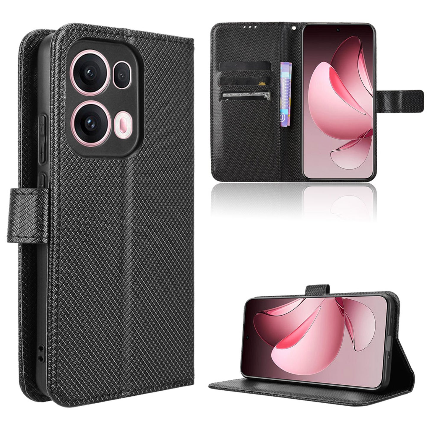 Wallet Case for OPPO Reno13 Pro 5G, Black