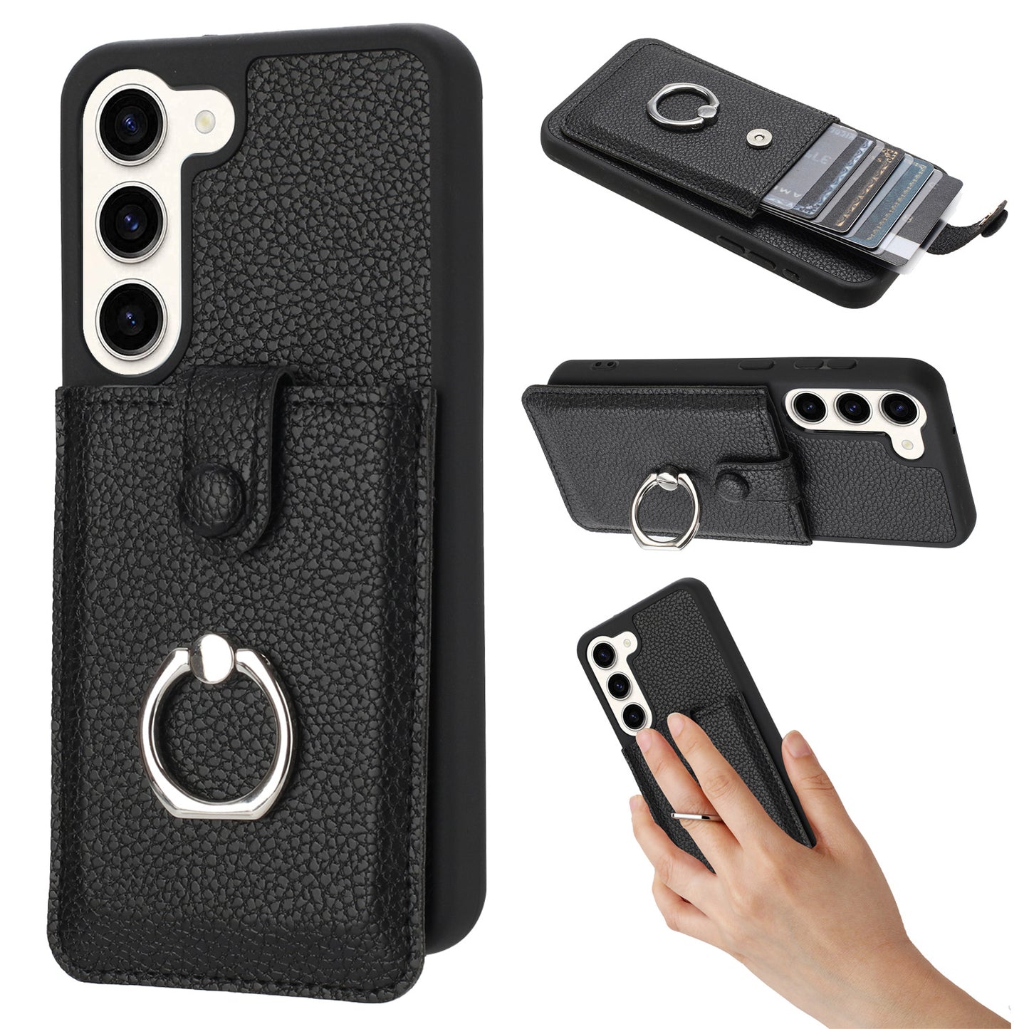 for Samsung Galaxy S23+ Wallet Case with Card Holder, Black