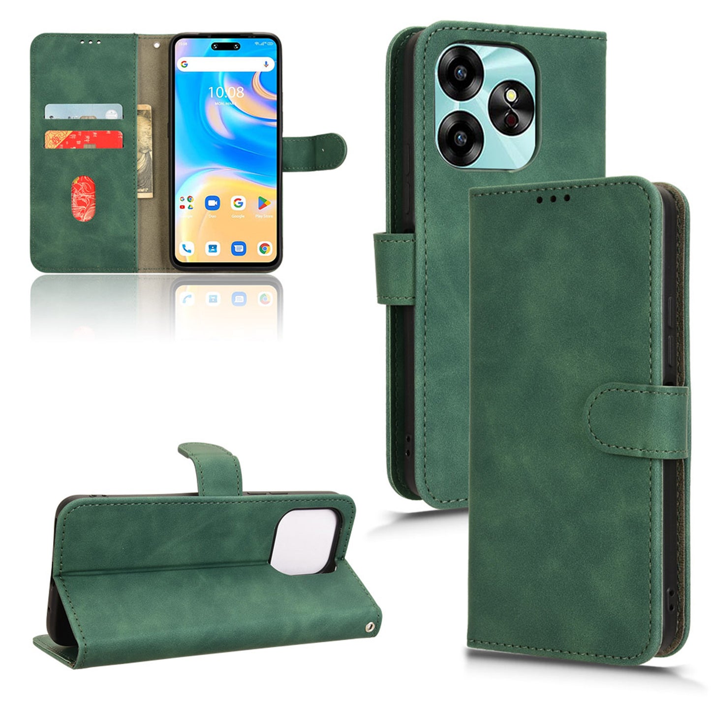 Wallet Case with Card Holder Flip Magnetic Protective Cover for UMIDIGI G6 5G, Green