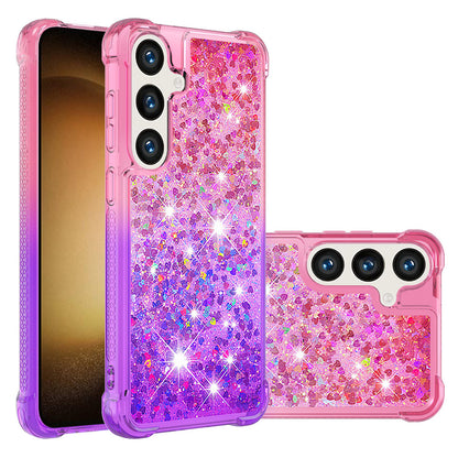 Samsung Galaxy S25+ Gradient Quicksand Series Bling Liquid TPU Case, Pink&Purple