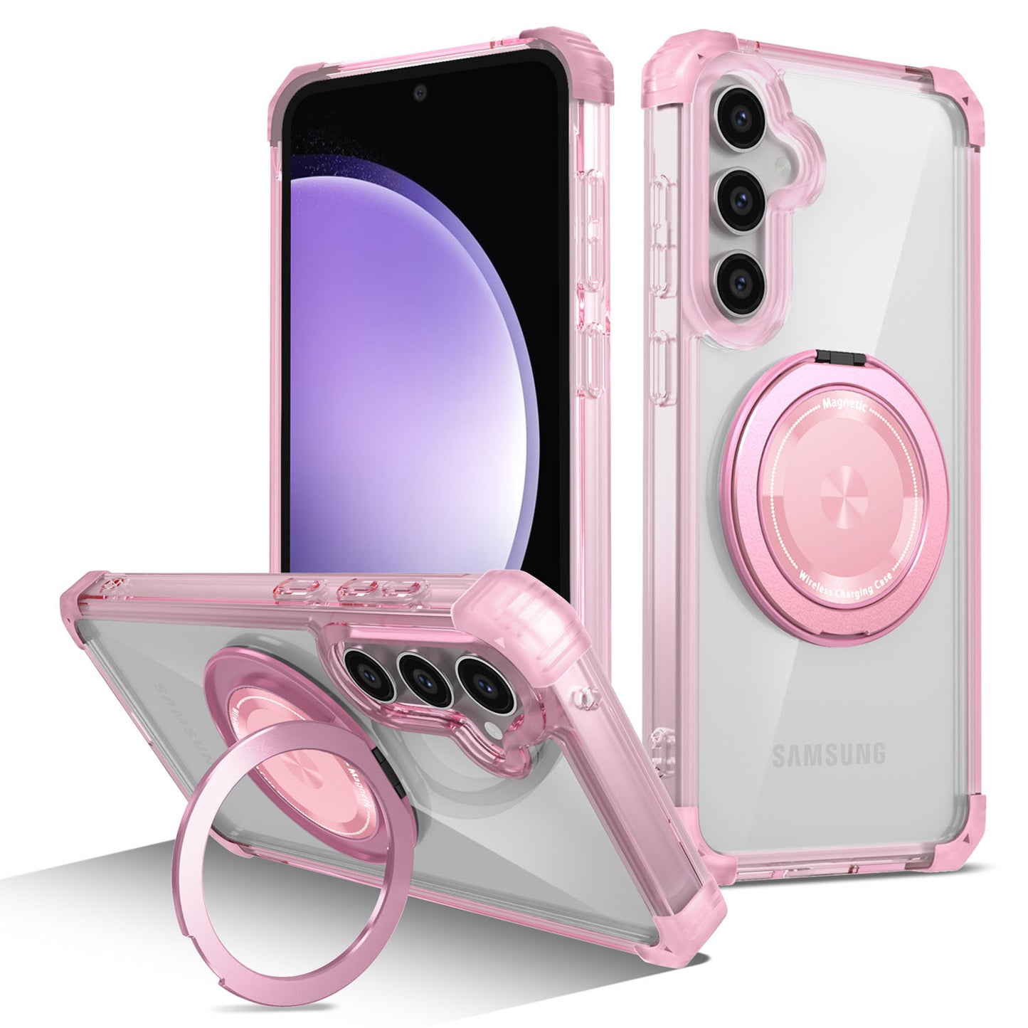 Samsung Galaxy S23 FE Case, Built in 360¡ã Magnetic Stand, Compatible with Magsafe, Pink