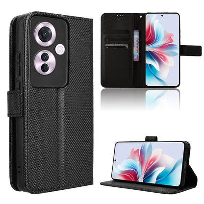 Wallet Case with Credit Card Holder PU Leather Flip Folio Phone Cover for OPPO Reno11 F 5G, Black