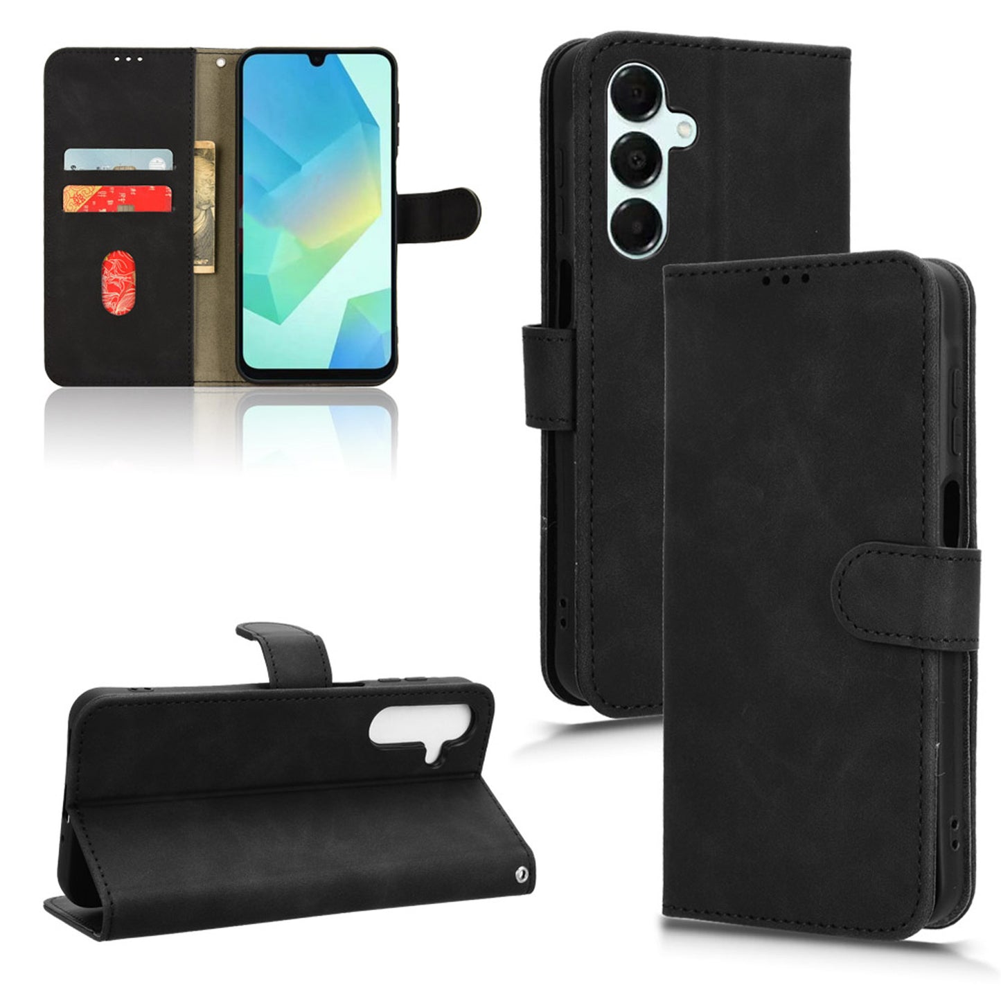 Wallet Case with Card Holder Flip Magnetic Protective Cover for Samsung Galaxy A16 5G, Black