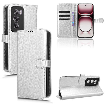 Slim Flip Polka-Dots Phone Case with Card Holder for OPPO Reno12 5G, Silver