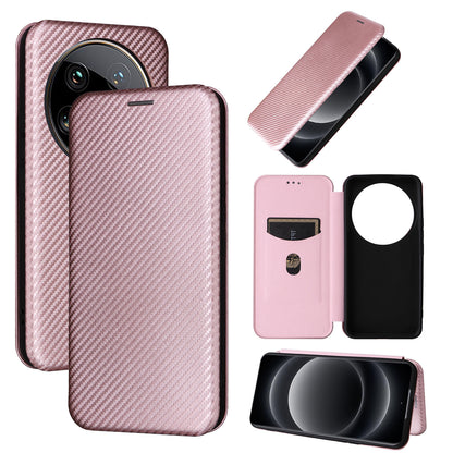 Carbon Fiber Flip Case for Xiaomi 14 Ultra, Rose Gold