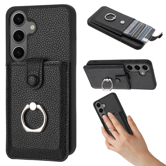 for Samsung Galaxy S24 Wallet Case with Card Holder, Black