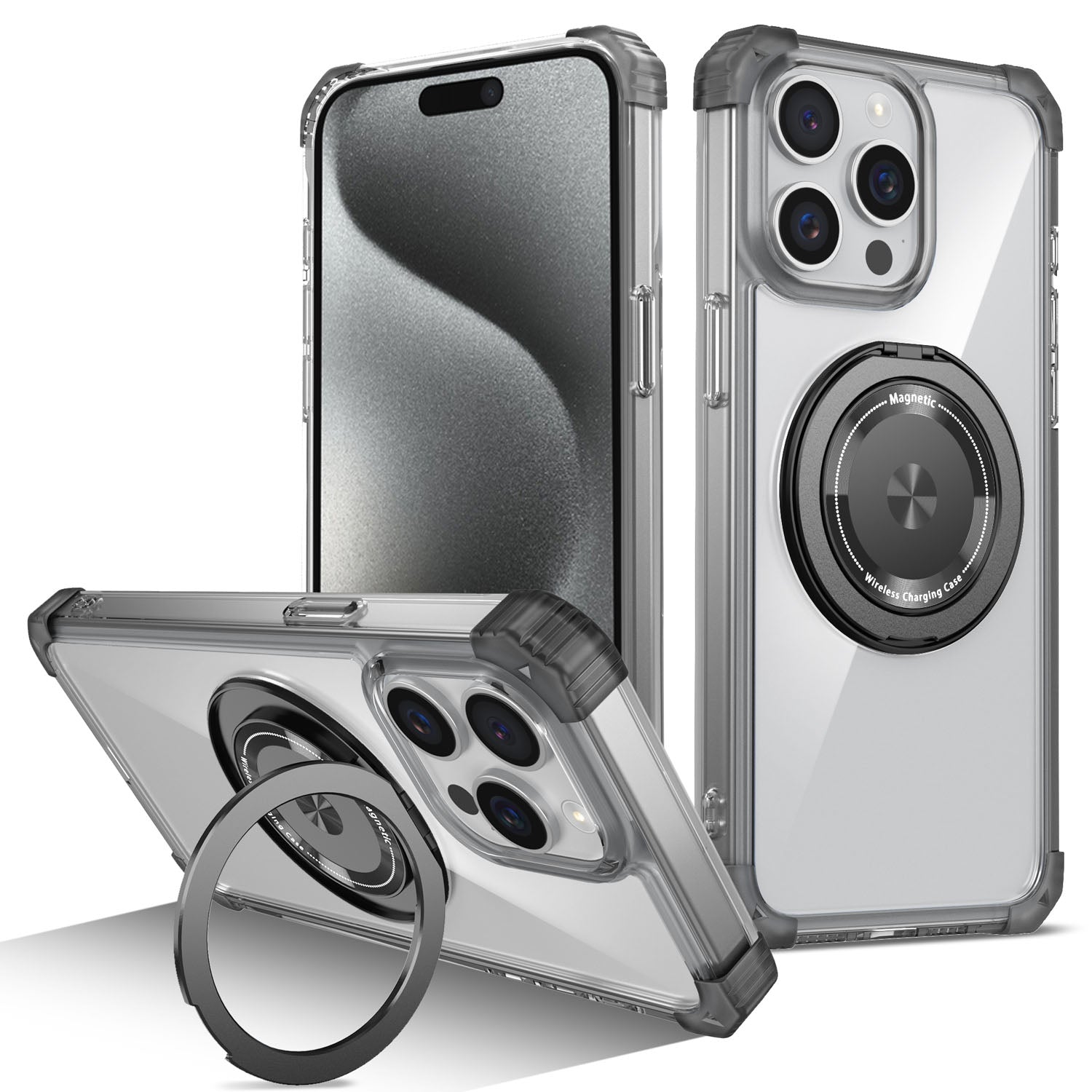 iPhone 13 Pro Case, Built in 360¡ã Magnetic Stand, Compatible with Magsafe, Black